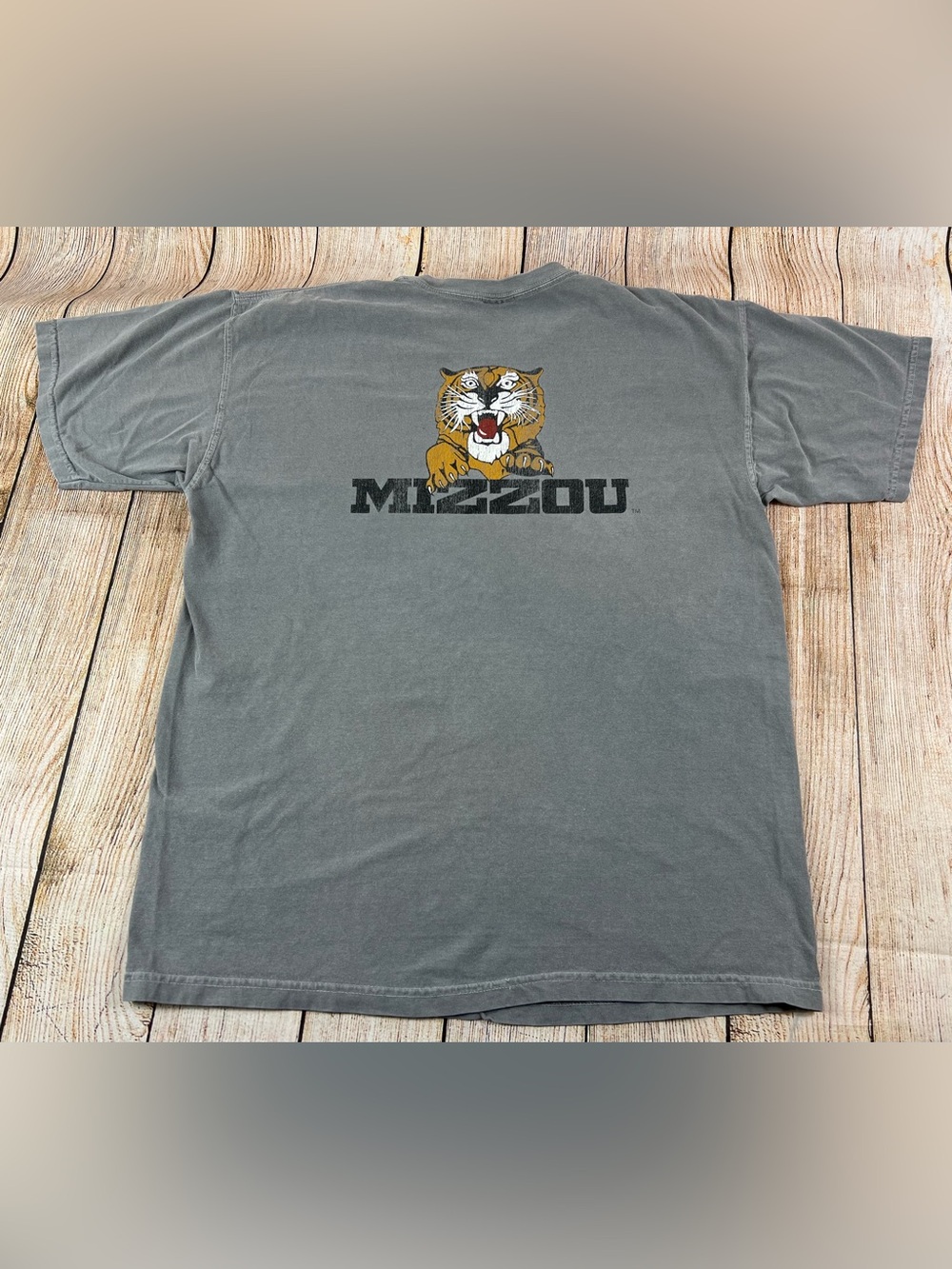 The Retro Brand Mizzou Missouri Tigers Grey Comfort Colors T Shirt Size Large